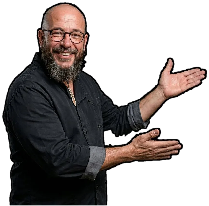 Marc, pizzaïolo de la Halte Gourmande, présente la roue de la fortune du food truck